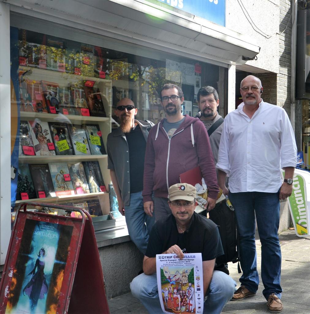 Arrivée avec les auteurs à la librairie Paradise BD