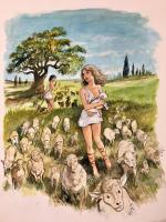 Daphnis et Chloé parmi leurs agneaux et chevreaux