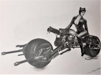 Catwoman en moto Dark Knight
