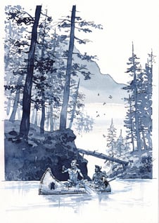 Loup Blanc et Jacques de Lestac sur la rivière