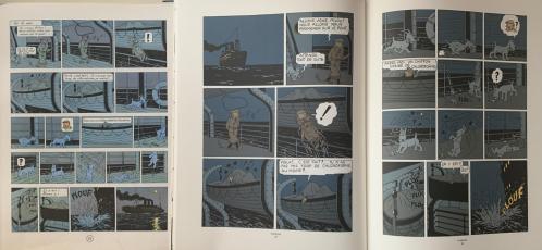 Lotus bleu planche de nuit retravaillees a l epoque pour le passage a l album de 62 pages
