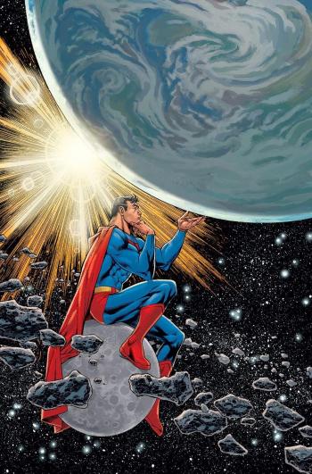 Superman contemplant la terre
